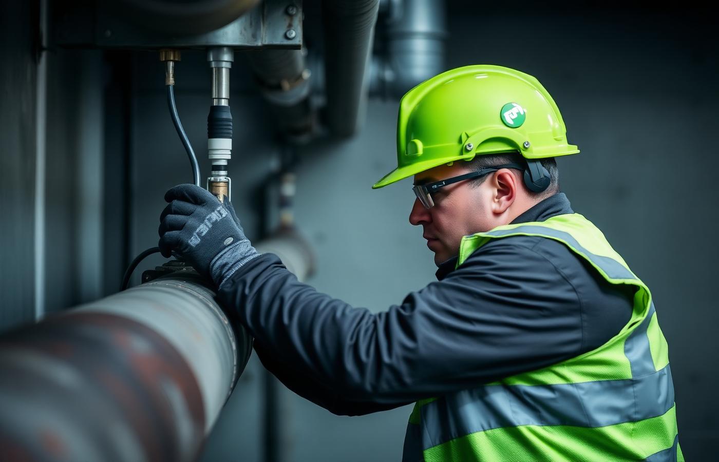 Lioncrown engineer installing a stack sensor